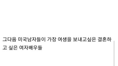 미국 남자들이 야스 하고 싶은 여배우들