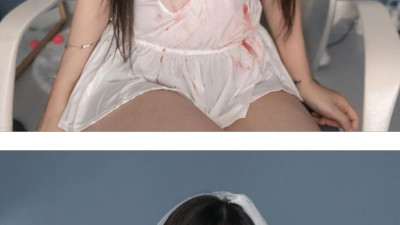 가슴에 키스마크.. 유령신부 코스프레