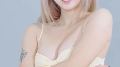 효이 노란 끈나시 원피스 깊은 가슴골
