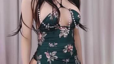 BJ 하음파 차이니즈 홀터넥 끈나시 원피스 가슴골