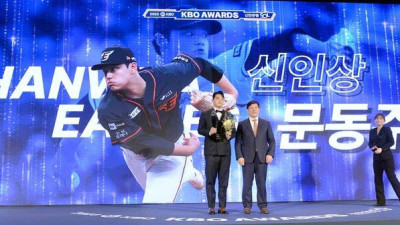 [SW포토]한화 문동주,'2023 KBO 신인상 수상'