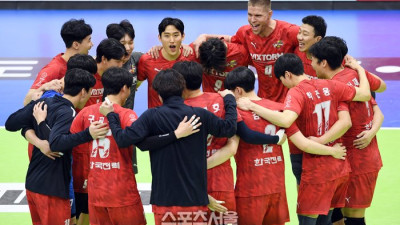 [포토]3-0 완승에 기뻐하는 한국전력