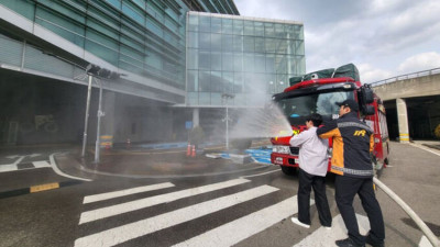 실제처럼 '착착'…광명스피돔 합동 소방 훈련