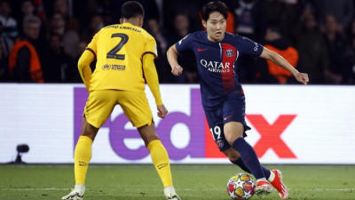 61분 활약, 역전골 기점 ‘윤활류’ 역할 해냈는데…이강인 빠지자마자 2골 허용 역전패, PSG 4강행 ‘빨간불’