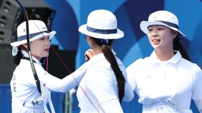 10회 연속 금메달 향한 포문 열었다, 한국 여자양궁 대만 잡고 단체전 4강 진출[SS파리in]