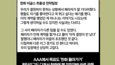 '이렇게 요란한 선수는 처음' 페라자, 자중해야! 매일 SNS에 한화 재입단 홍보...경기장 안에서 실력 보여줘야